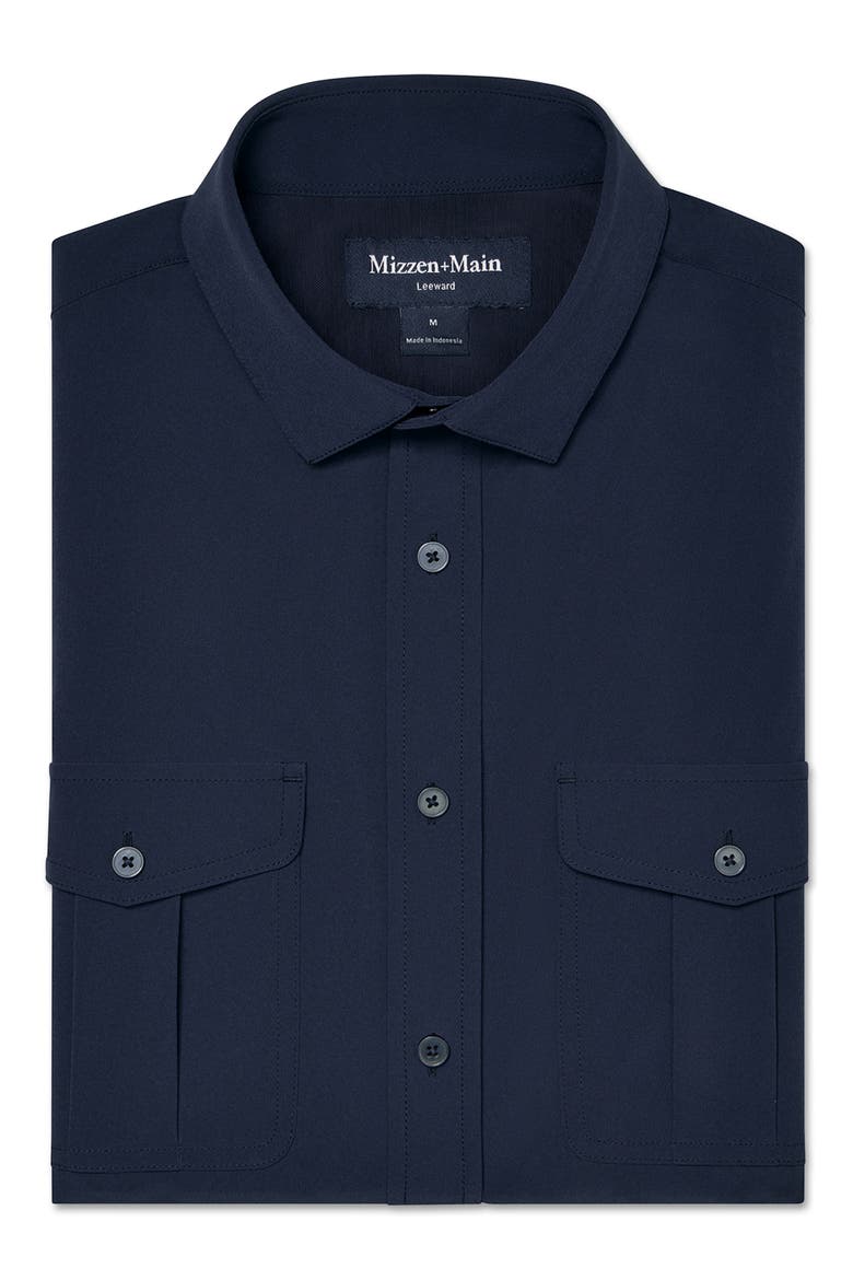 Leeward Tailgate Performance Short Sleeve Button Up Shirt, Alternate, color, NAVY