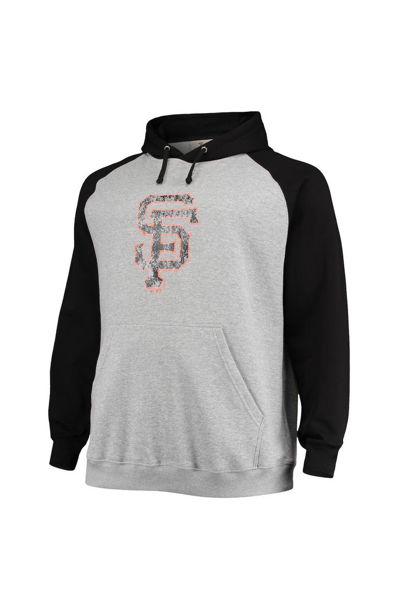 FANATICS Men's Fanatics Branded Heathered Gray/Black San Francisco Giants Big & Tall Raglan Pullover Hoodie, Alternate, color, 