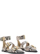 AllSaints Sutton Snakeskin Embossed Pointed Toe Flat