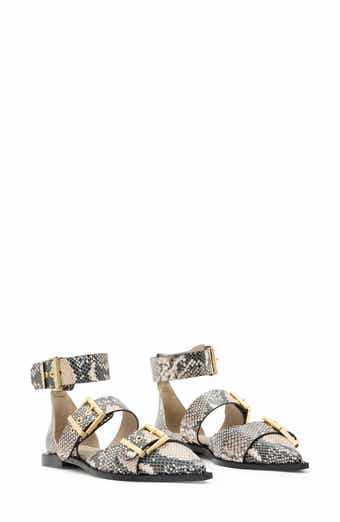 AllSaints Sutton Snakeskin Embossed Pointed Toe Flat