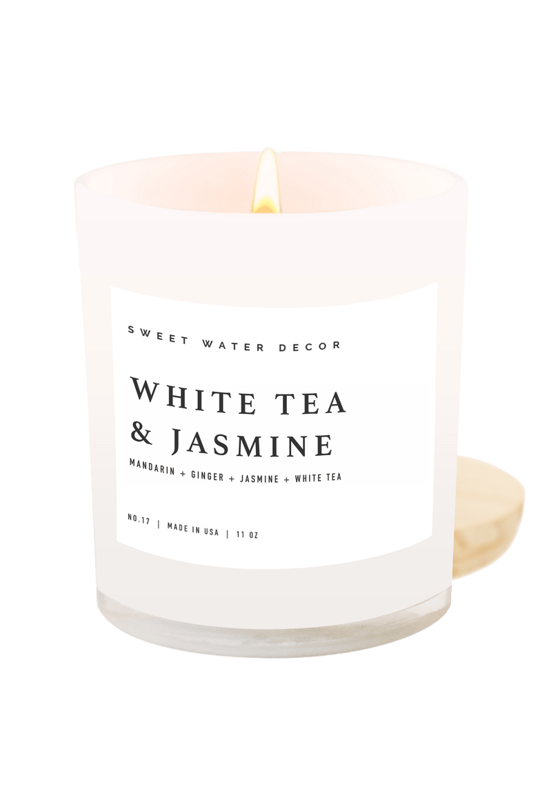 White Tea and Jasmine 11 oz Soy Candle, Main, color, White Tea and Jasmine