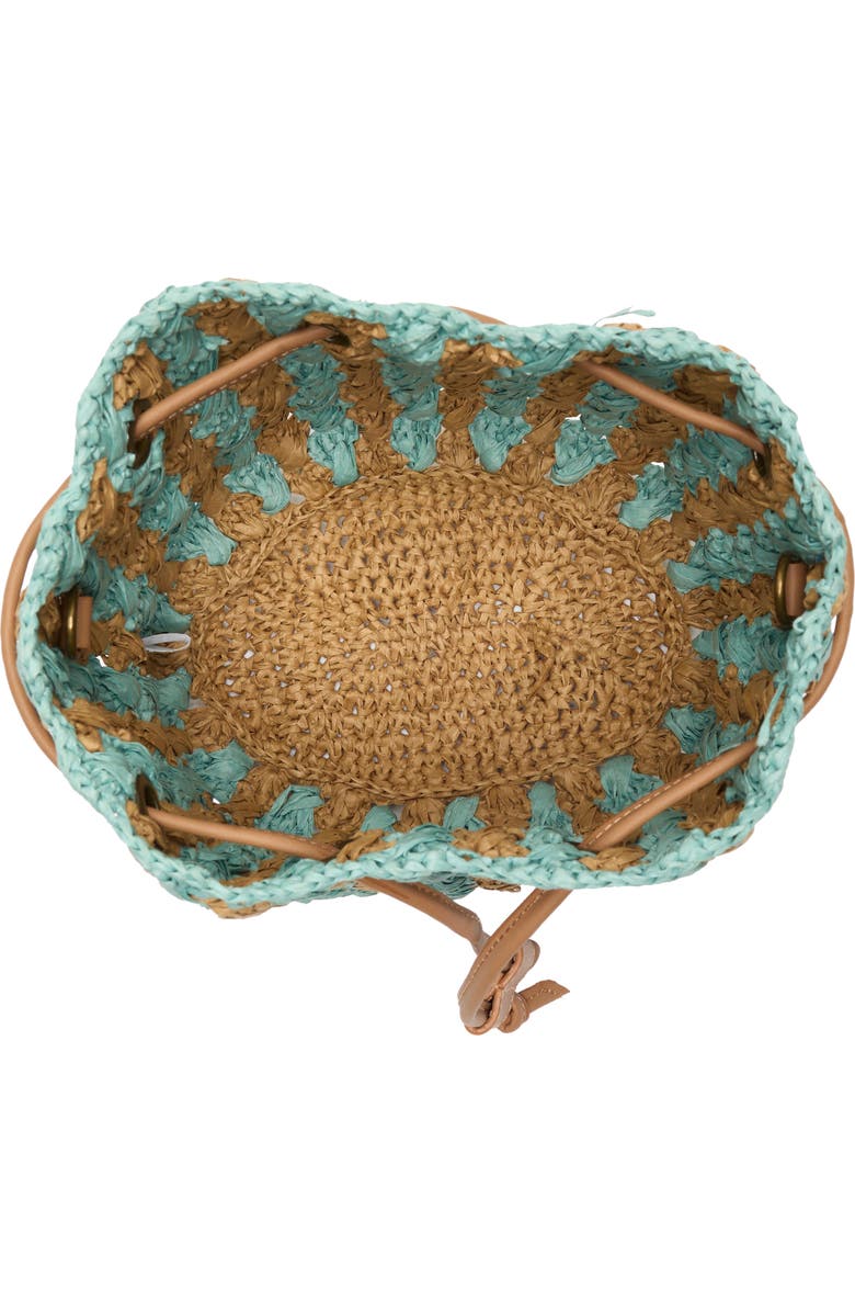 Collection XIIX Two-Tone Crochet Drawstring Bucket Bag, Alternate, color, Blue Multi