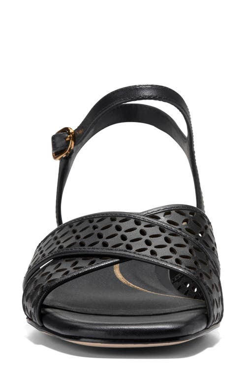 Cole Haan Patie Sandal In Black Perforated Leather
