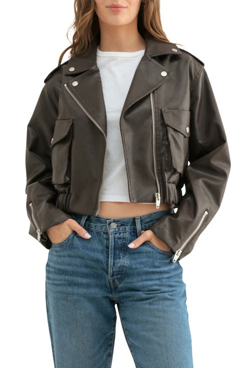Faux Leather Crop Biker Jacket
