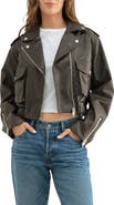 Lush Faux Leather Crop Biker Jacket