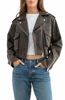 Lush Faux Leather Crop Biker Jacket
