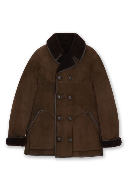 Fortela Lemans Double-breasted Shearling Coat In Brown