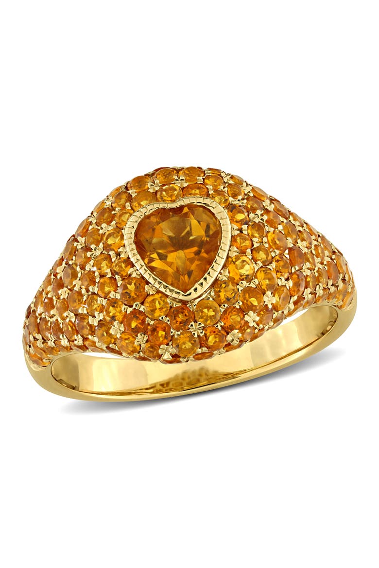 Citrine Heart Cluster Cocktail Ring 14k, Main, color, Citrine