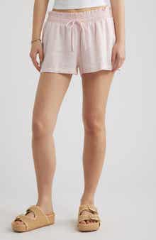 Linen Blend Lace Trim Shorts
