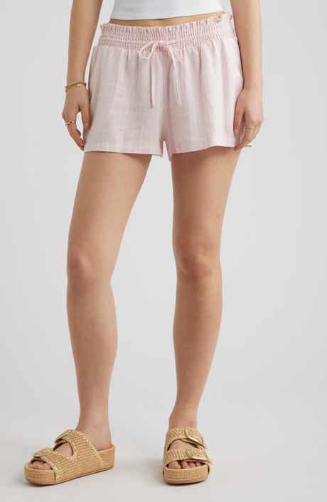 Linen Blend Lace Trim Shorts