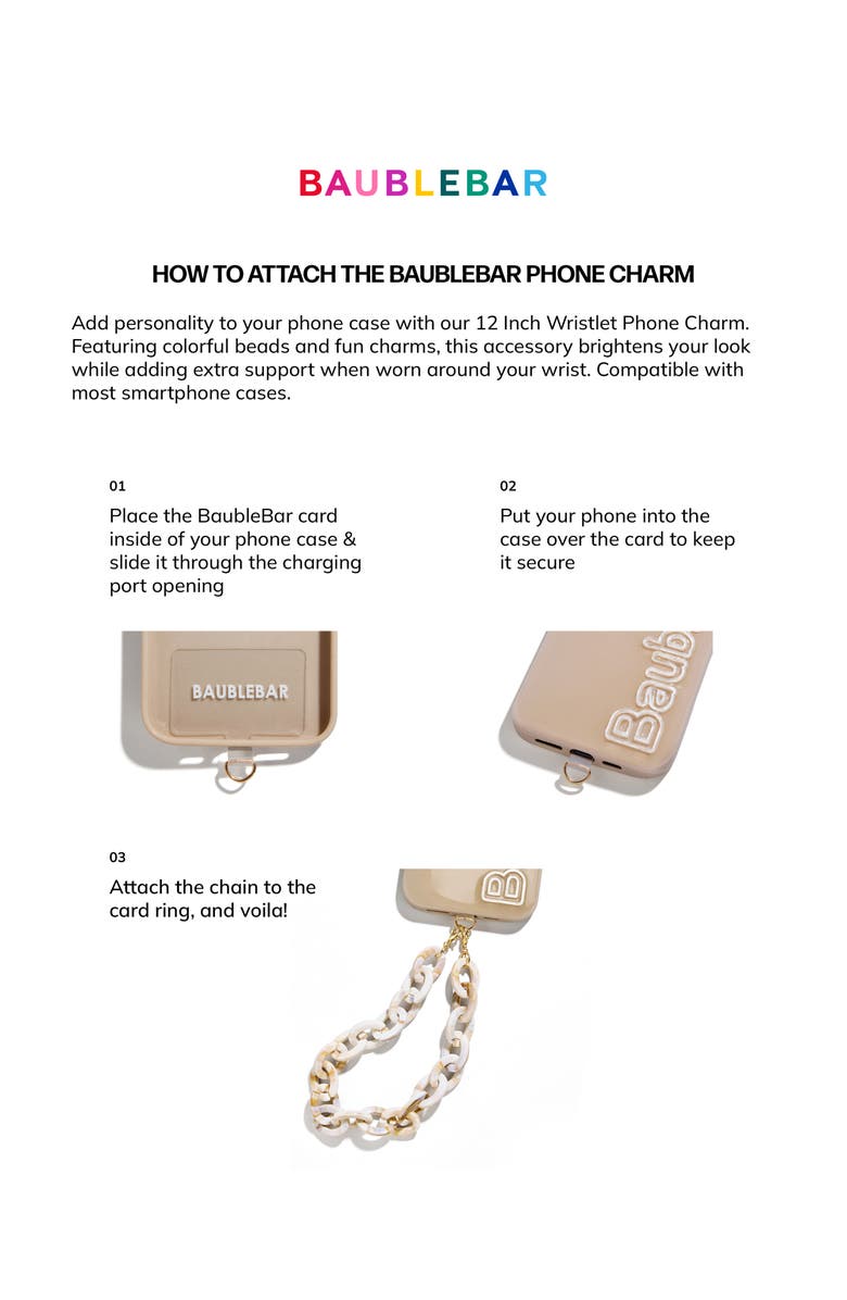 BaubleBar Chain Link Phone Wrist Strap, Alternate, color, White