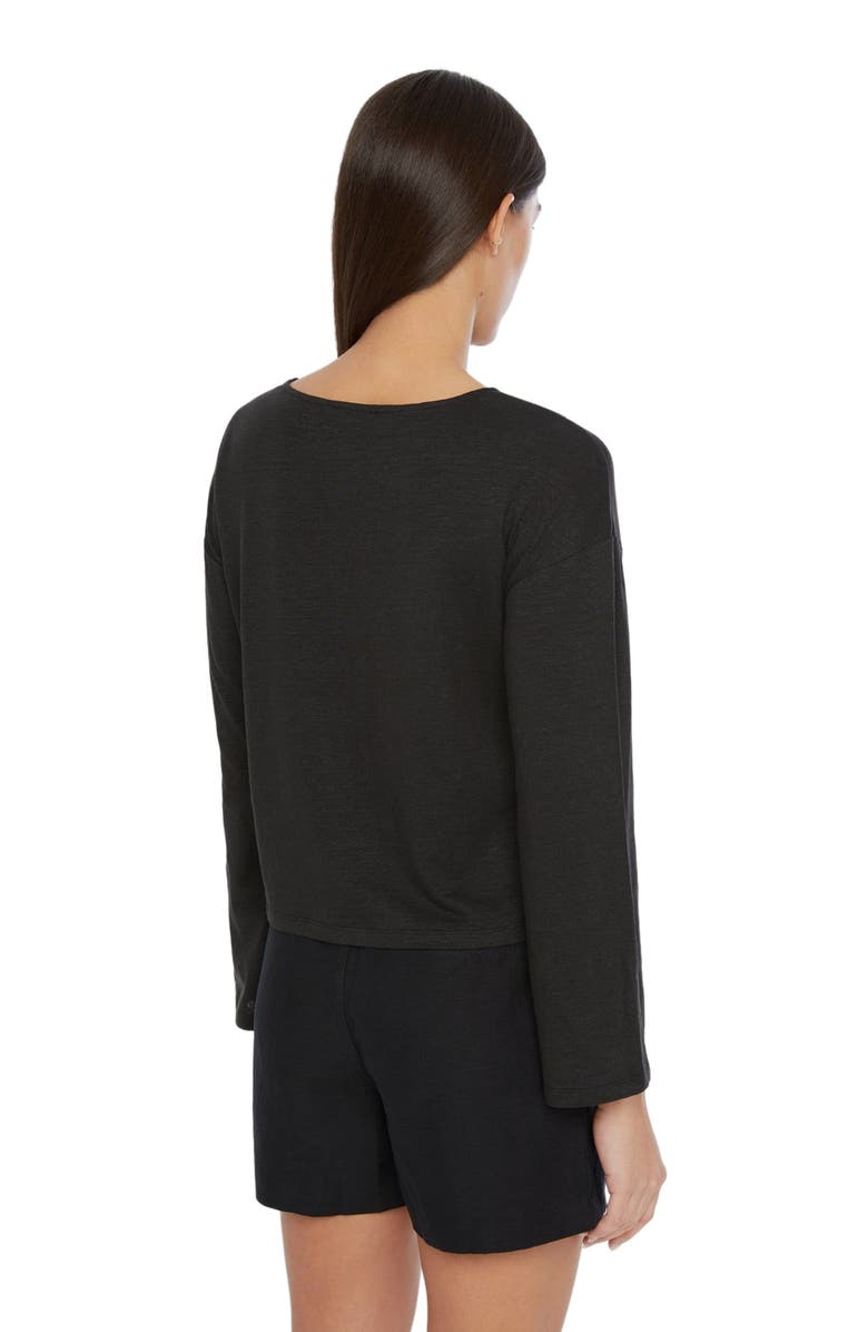 Onia Linen Jersey Boatneck Top, Alternate, color, Black