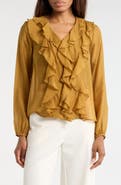 JASON WU Ruffle V-Neck Long Sleeve Top