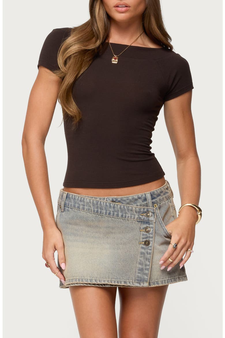 Becca Boat Neck T-Shirt, Main, color, BROWN
