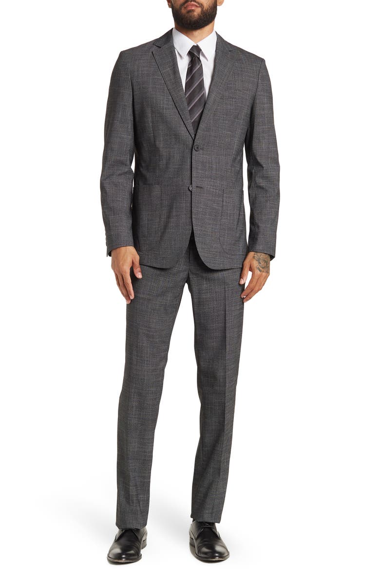 NORDSTROM RACK Two Button Notch Lapel Flat Front Trim Fit Suit, Main, color,