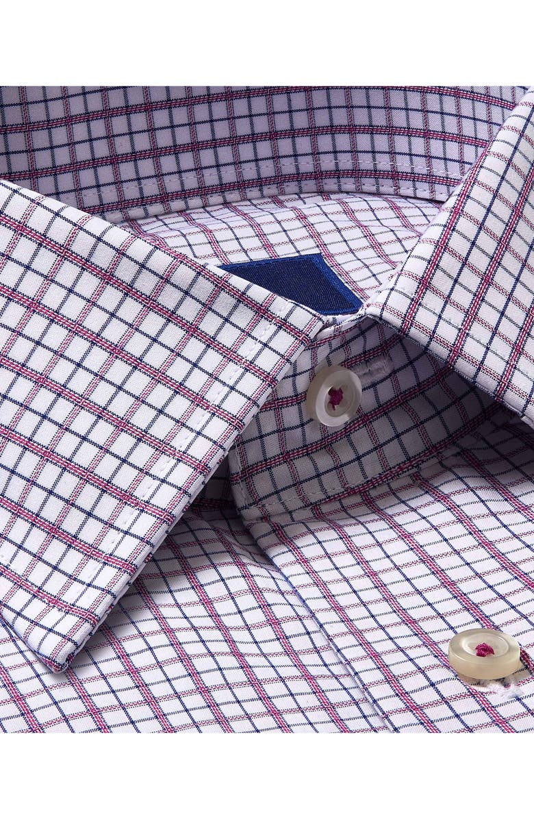 David Donahue Slim Fit Check Dress Shirt, Alternate, color, White/ Berry