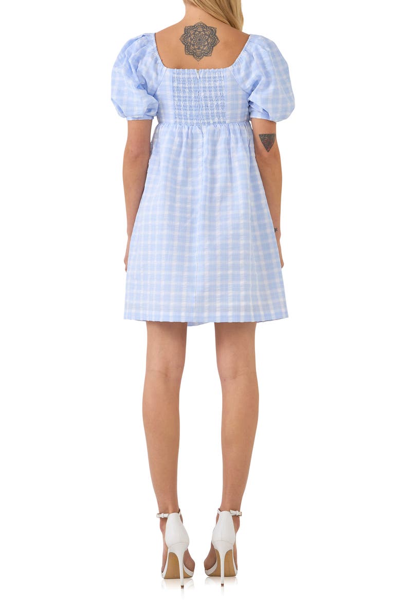 Plaid Babydoll Minidress, Alternate, color, POWDER BLUE