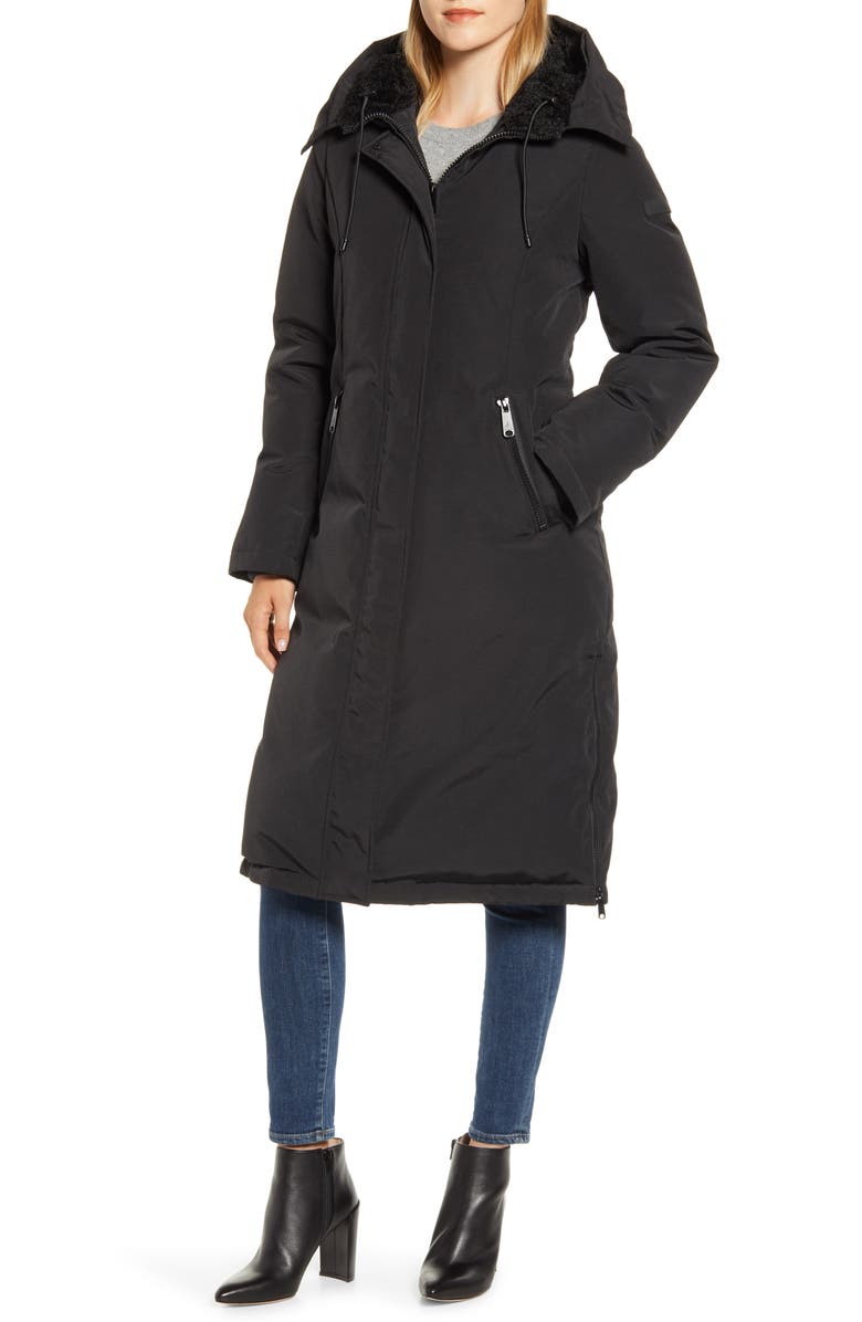 Sam Edelman Water Resistant Long Parka with Faux Fur Trim, Alternate, color,