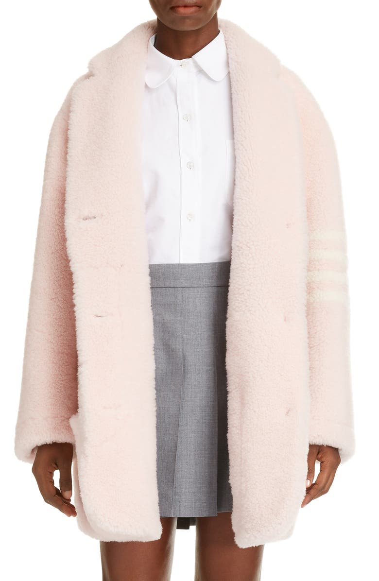 Thom Browne 4-Bar Genuine Shearling Coat, Main, color,