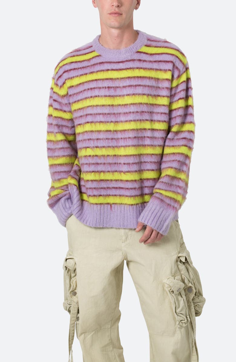 mnml Striped Faux Mohair Sweater, Alternate, color, Green/ Purple