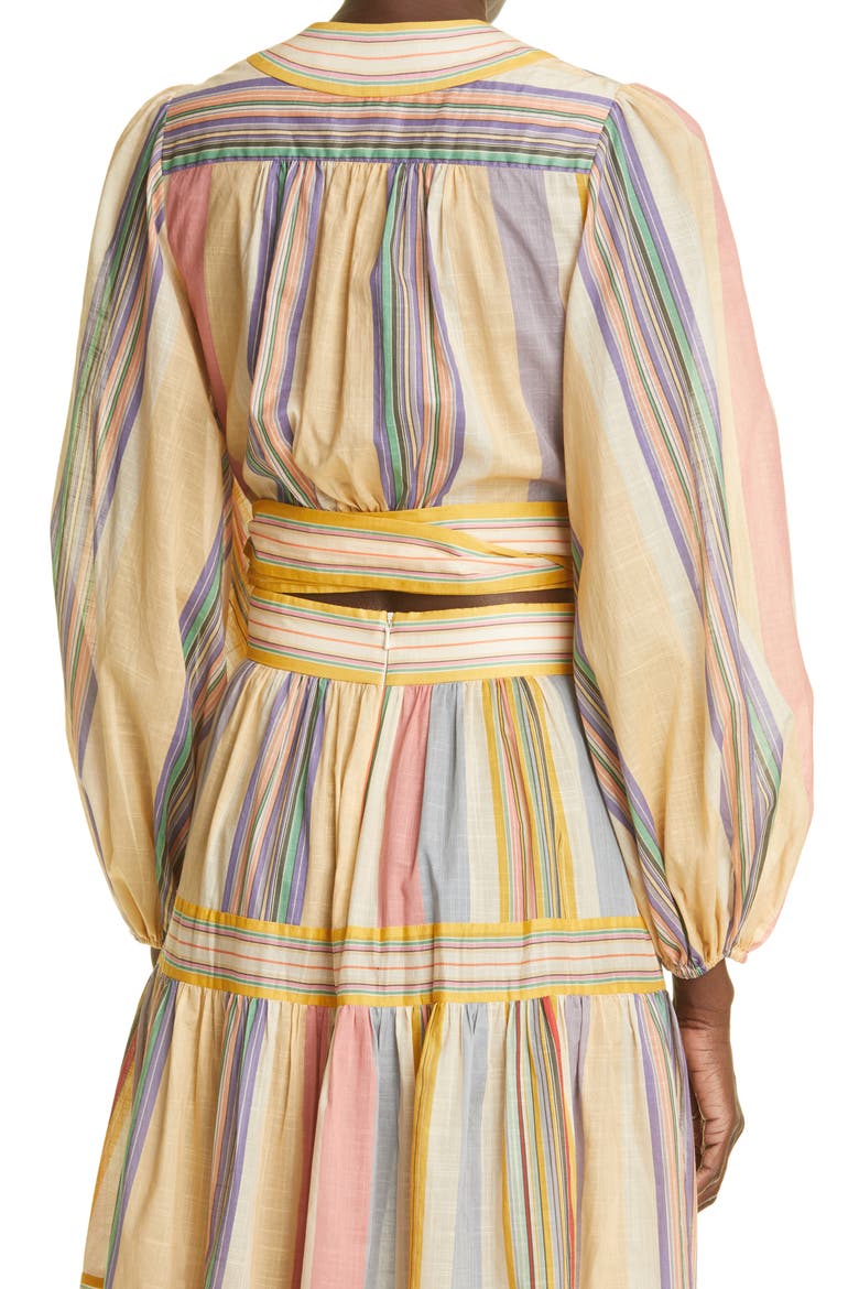 Mae Stripe Wrap Crop Top, Alternate, color, MULTI STRIPE