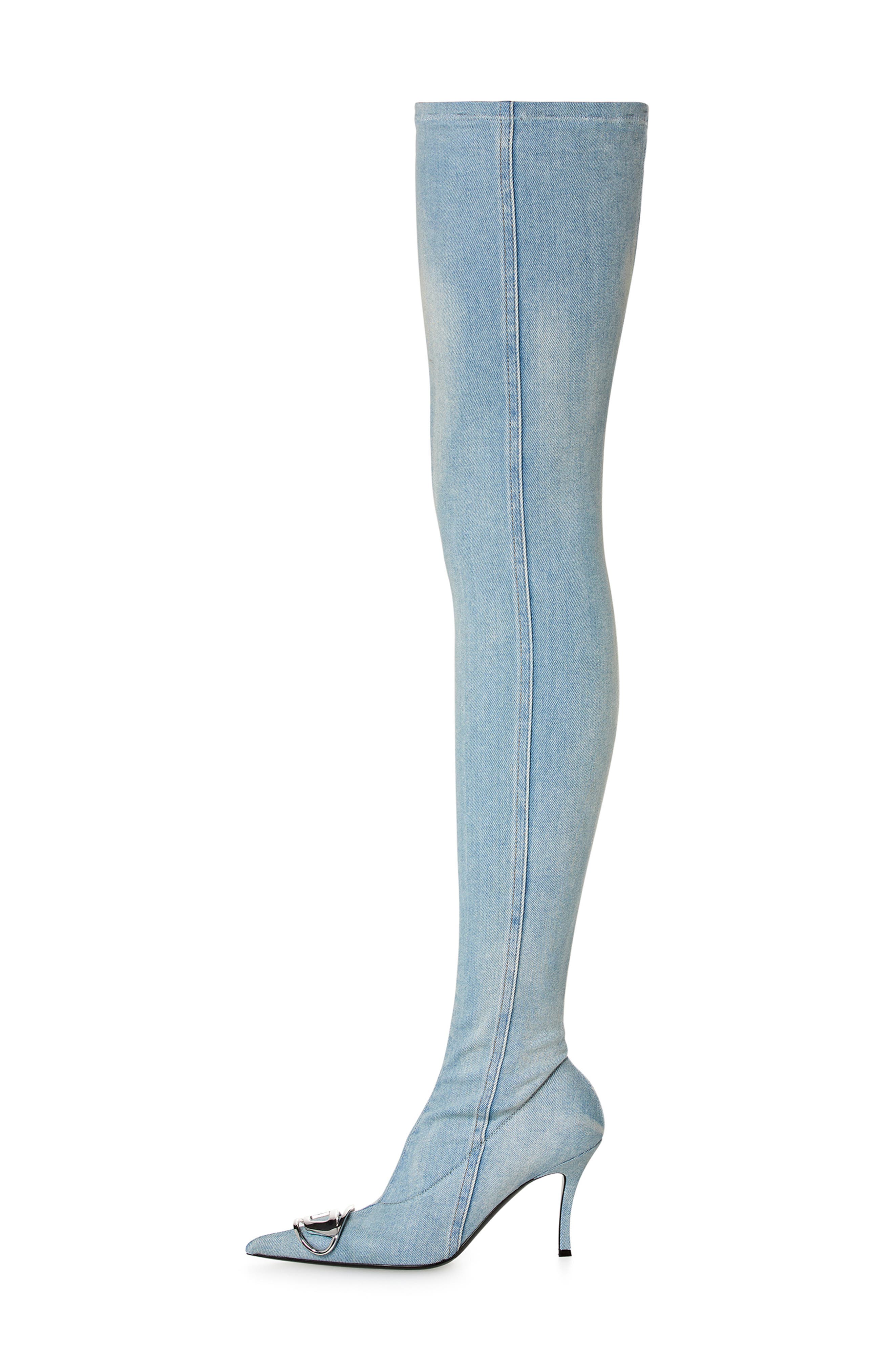 Denim Thigh High Boot, Alternate, color, LIGHT DENIM