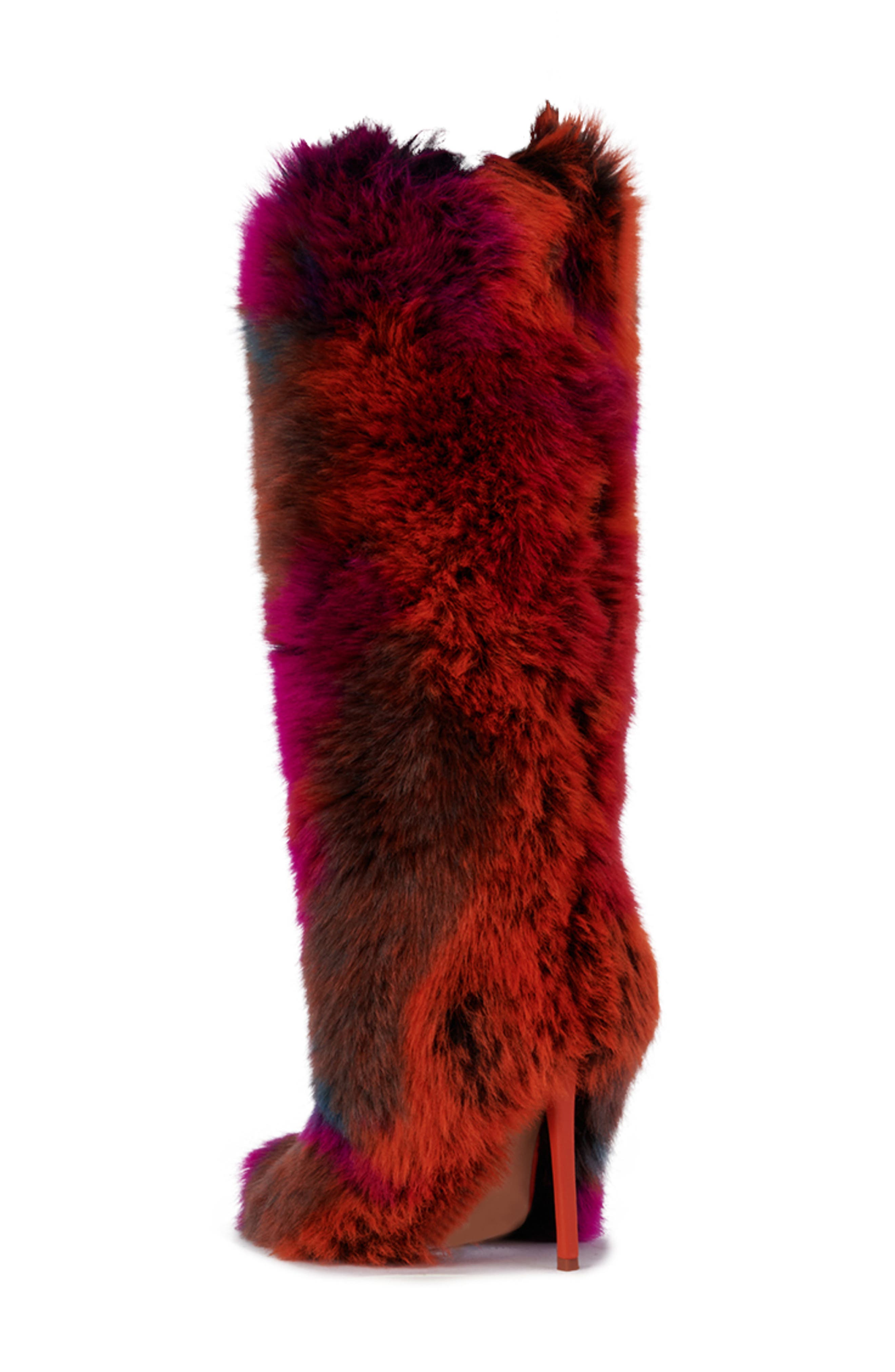 AZALEA WANG Upsetter Pointed Toe Faux Fur Knee High Boot, Alternate, color, 