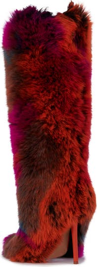 AZALEA WANG Upsetter Pointed Toe Faux Fur Knee High Boot