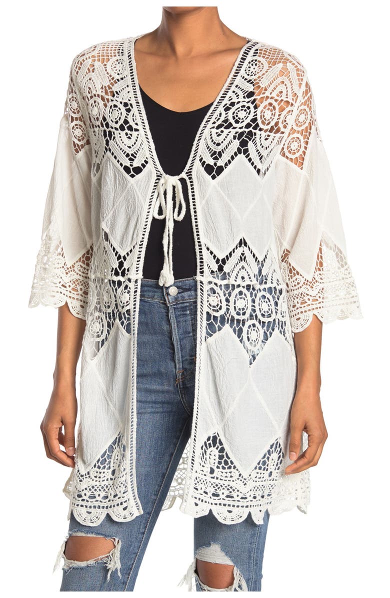 Forgotten Grace Embroidered Tie Front Duster, Main, color, 