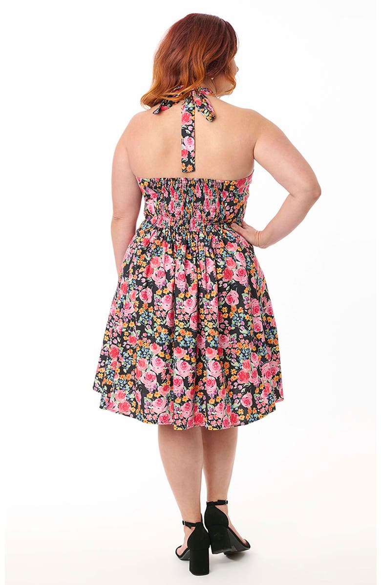 Smak Parlour Plus Size Sweetheart Halter Flare Dress, Alternate, color, Pink Roses