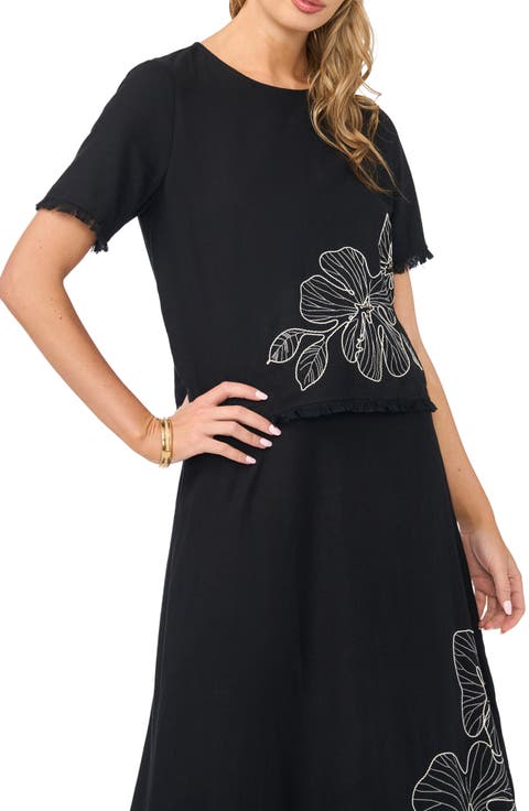 Floral Embroidered Short Sleeve Top
