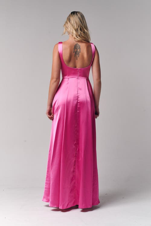 Le Fafo Square Neck Maxi Gown In Pink