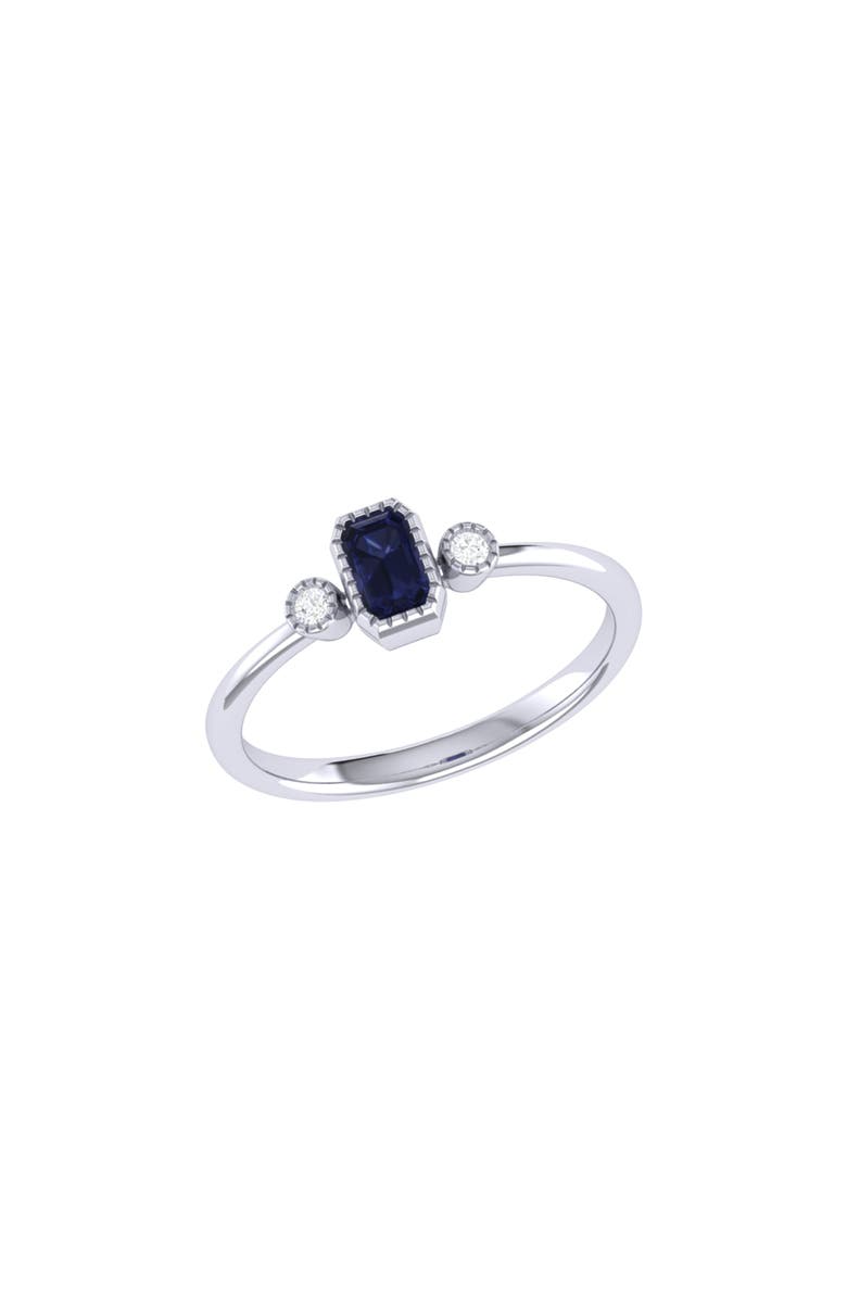 LuvMyJewelry Emerald Cut Sapphire & Diamond Birthstone Ring in 14K Gold, Main, color, 
