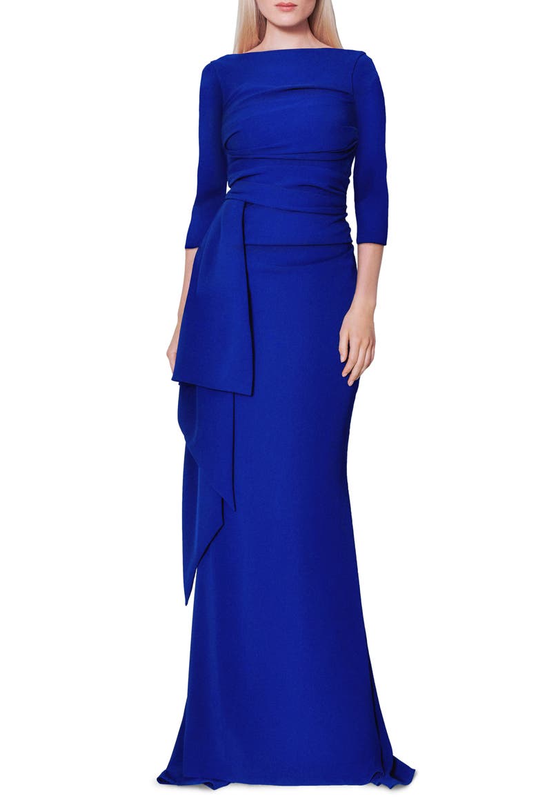 Stretch Crepe Mermaid Gown, Main, color, ROYAL
