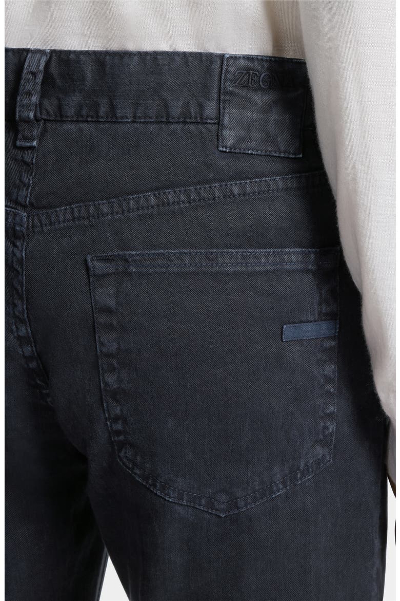 Garment Dyed Stretch Linen & Cotton Slim Fit Jeans, Alternate, color, NAVY