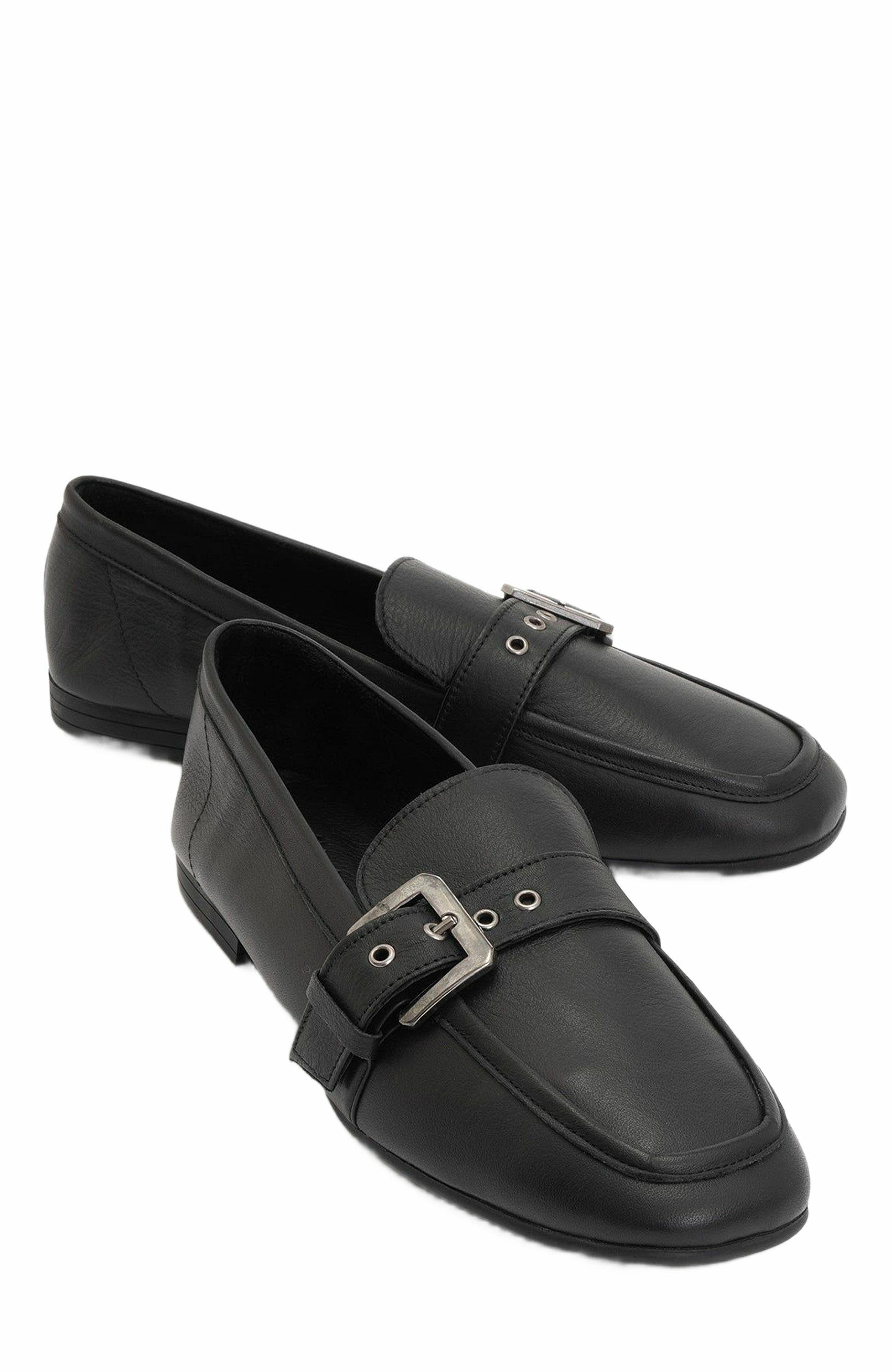Forever & Always Shoes Jade Leather Flat Loafers, Main, color, Black Leather