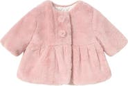 Mayoral Fluffy Button Faux Fur Coat