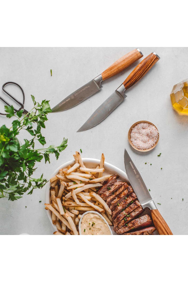 Zebra Wood 4-Piece Steak Set, Alternate, color, Brown