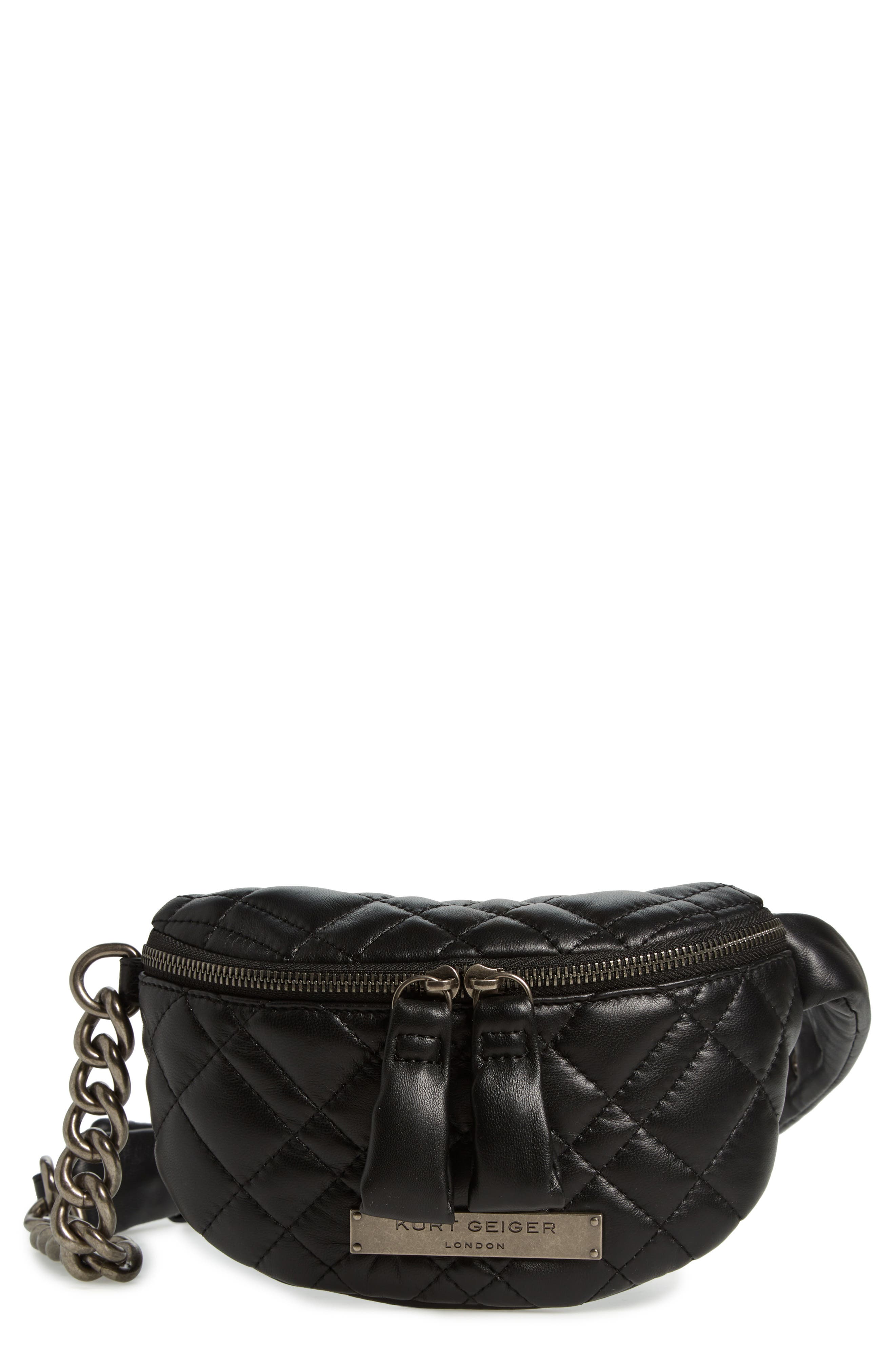 Kurt Geiger London Small Brixton Quilt Belt Bag, Main, color, Black