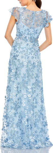 【Mac Duggal】Embroidered Applique Wrap Over Gown 関税送料込 Mac Duggal Embroidered Applique Wrap Over Flutter Sleeve