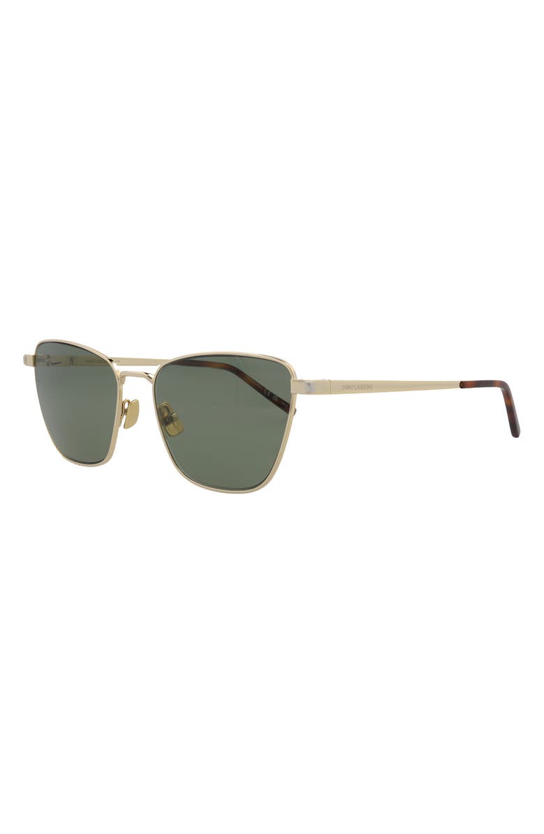 Saint Laurent 57mm Cat Eye Sunglasses, Alternate, color, Gold Gold Green