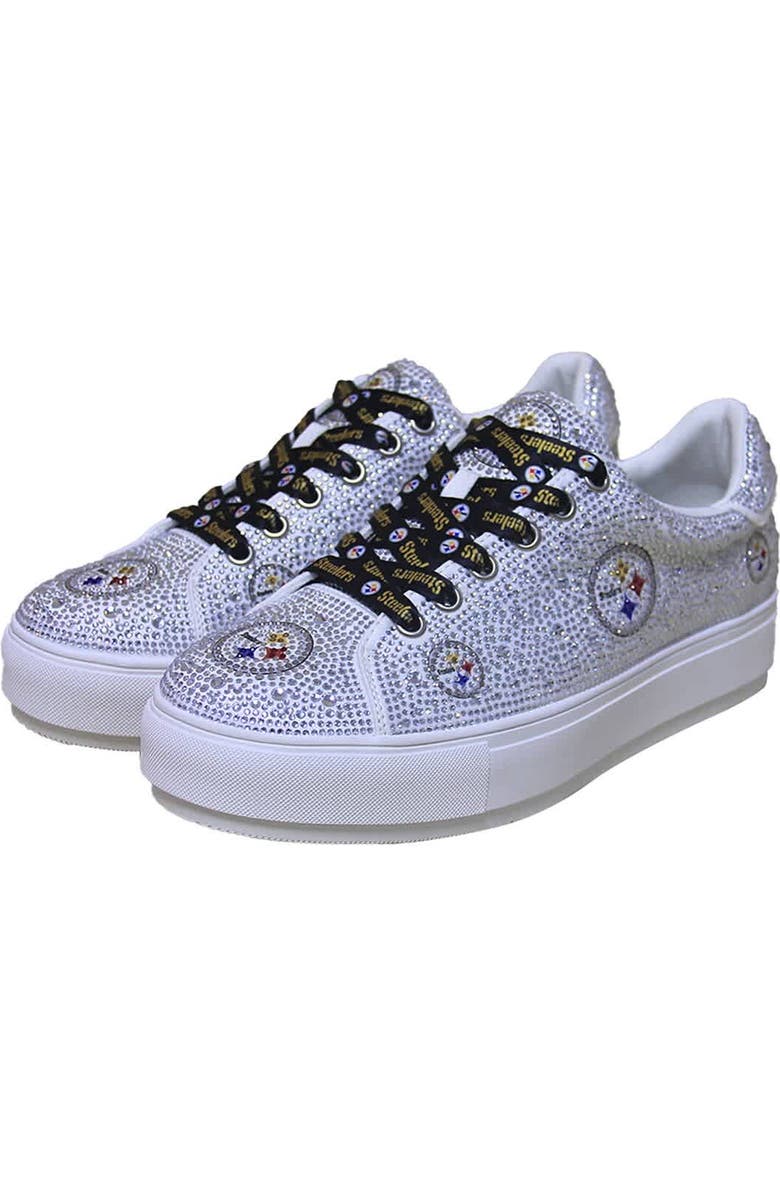 CUCE Women's Cuce White Pittsburgh Steelers Crystal Team Logo Sneakers, Alternate, color,