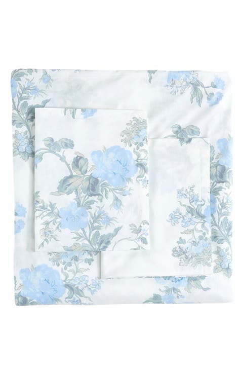 Rose Percale Cotton Duvet Cover & Sham Set