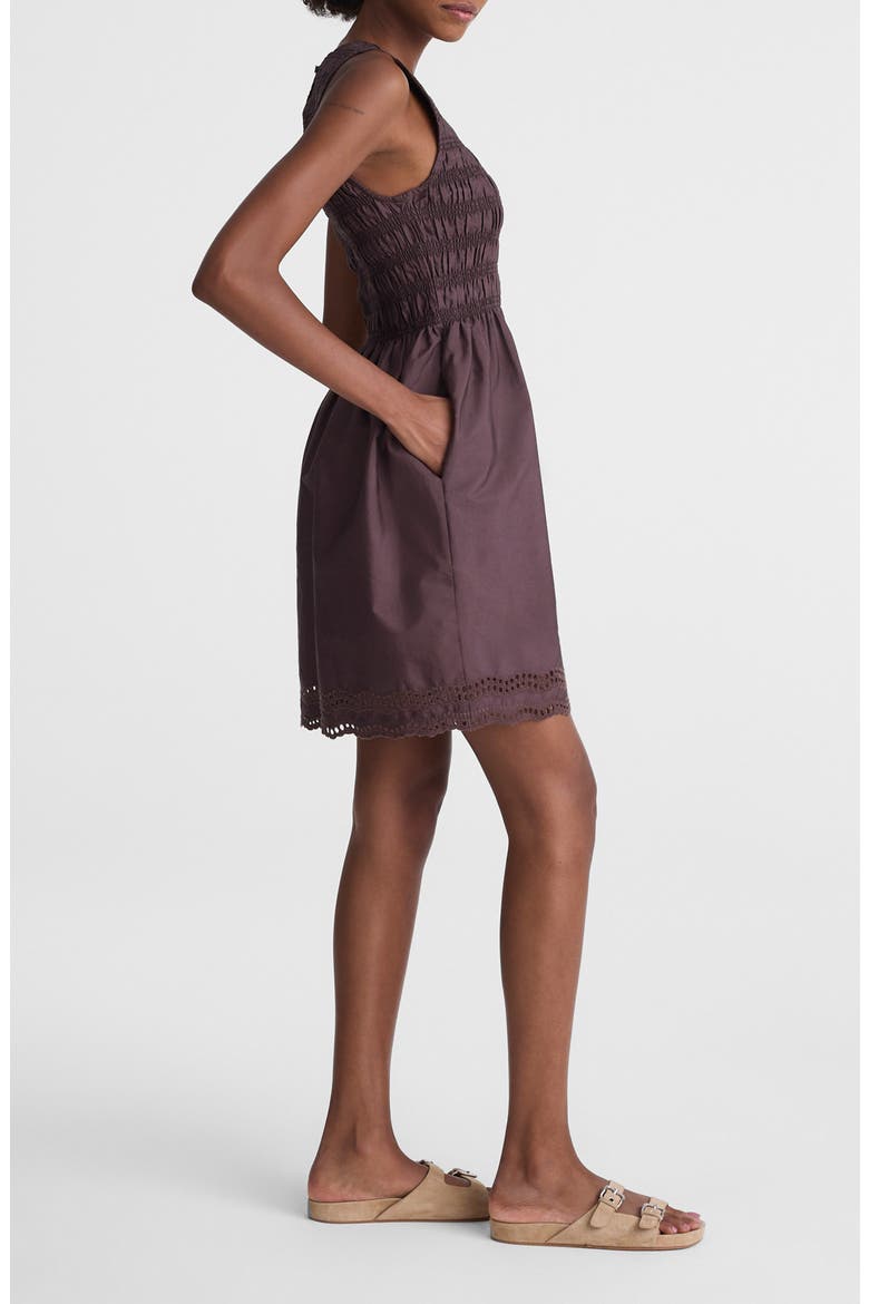 The Embroidered Melody Smocked Minidress, Alternate, color, CHOCOLATE PLUM