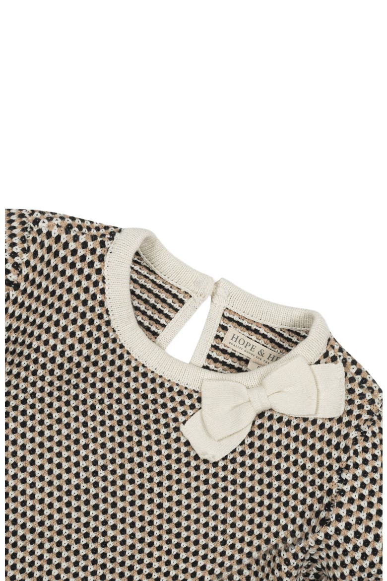 Baby Girls' Organic Tweed Bow Sweater Dress, Infant, Alternate, color, Black and Cream Tweed