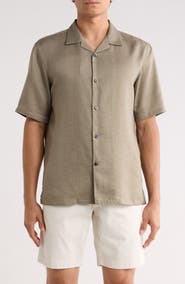 Theory Daze Short Sleeve Linen Button-Up Shirt