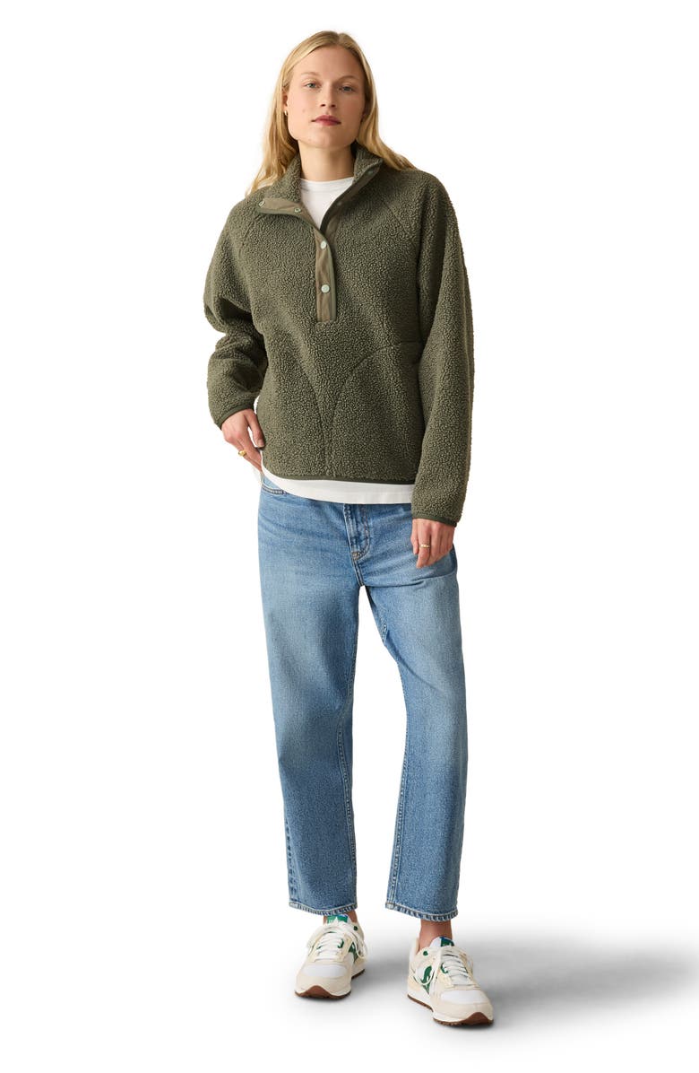 Faherty Fireside Fleece Pullover Jacket, Alternate, color, Beetle