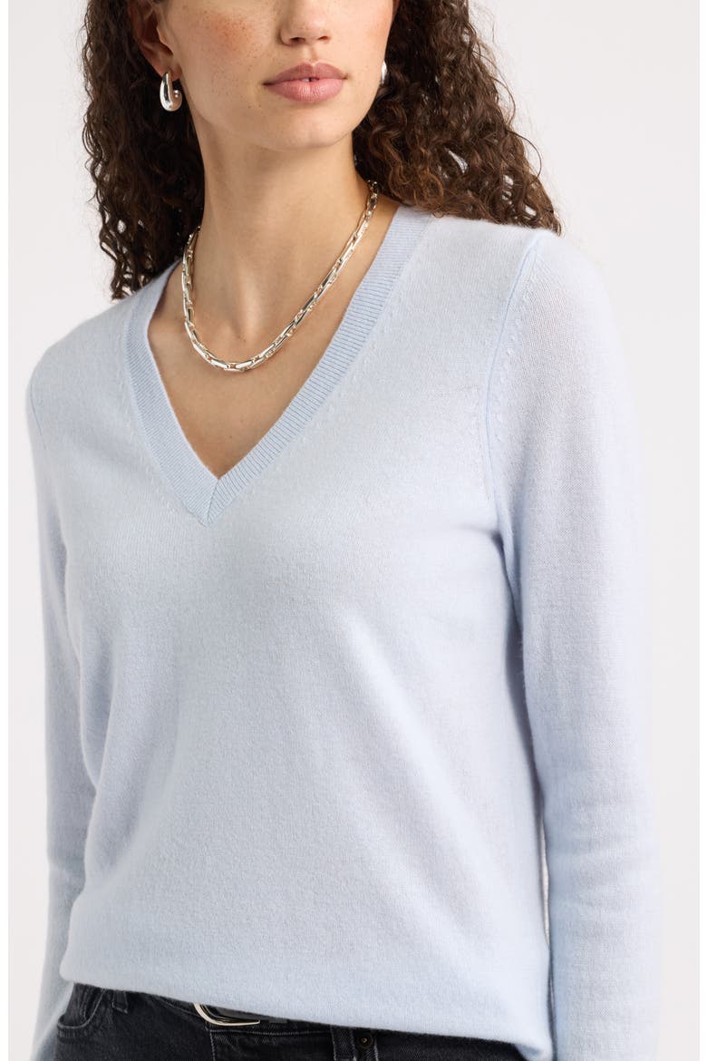 V-Neck Cashmere Sweater, Alternate, color, BLUE XENON