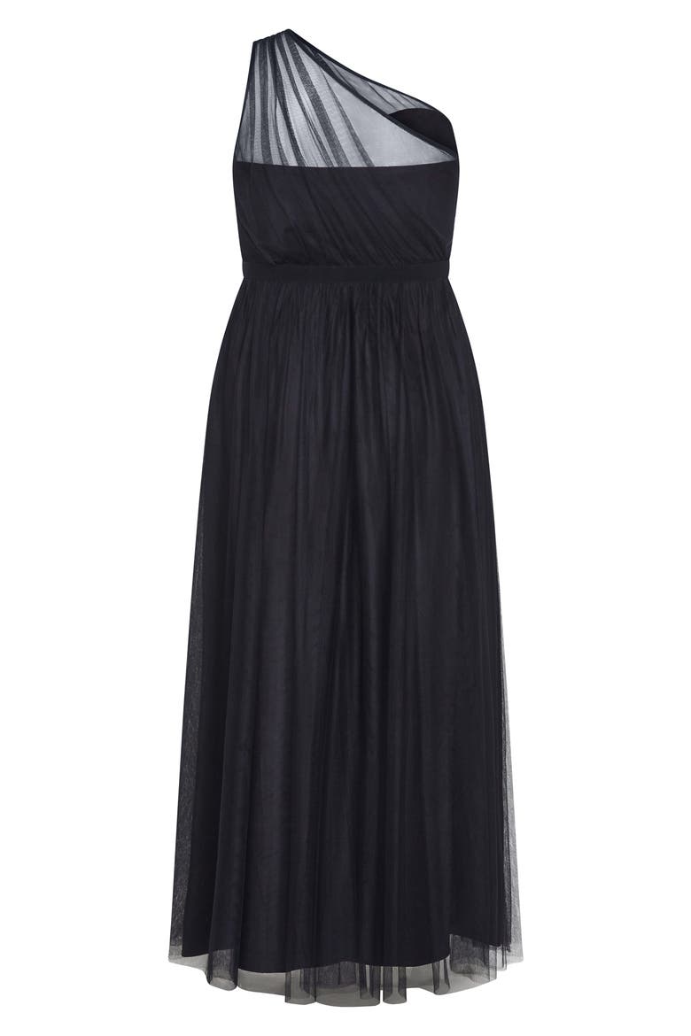 Daniela One-Shoulder Tulle Maxi Dress, Alternate, color, NAVY