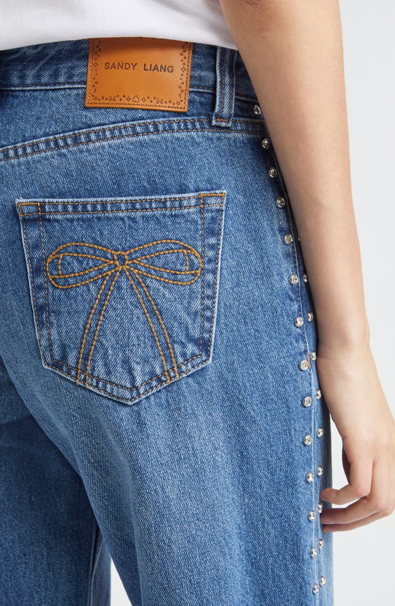 Sandy Liang Updo Low Rise Straight Leg Jeans, Alternate, color, Medium Blue